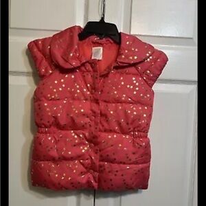 NWT Gymboree Girl’s  Puffer Vest Size M (7-8) Medium Pink w/ Gold Stars